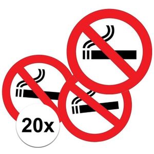 20x Sticker verboden te roken - 14,8 cm - rookverbod