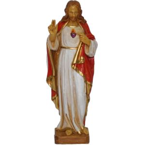 Jezus beeldje heilig hart van Jezus 25 cm - Religieuze beelden - Kerstbeeldjes/kerstbeelden decoratie