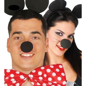 Fiestas Verkleed neus muis - 3x - fopneus - zwart - dieren verkleed accessoires