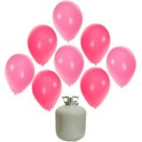 30x Helium ballonnen 27 cm roze/licht roze + helium tank/cilinder - Meisje geboorte versiering - Babyshower
