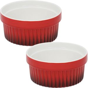 4x Creme brulee schaaltjes/bakjes rood 9 cm van porselein - Tapas schaaltjes