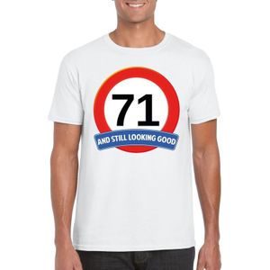 71 jaar and still looking good t-shirt wit - heren - verjaardag shirts