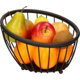 Metalen fruitmand/fruitschaal zwart rond 28 x 10 cm - Fruitschalen/fruitmanden - Draadmand