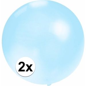 2x stuks grote ballonnen 60 cm baby blauw