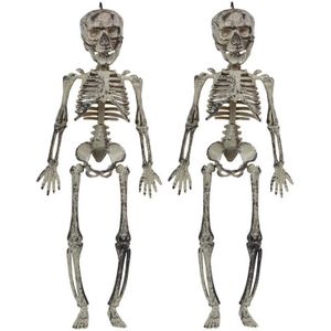 Halloween/horror thema hang decoraties - 2x - skeletten - in vergane staat - 30 cm