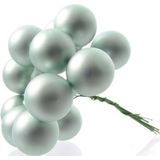 10x Mini glazen kerstballen kerststekers/instekertjes mintgroen 2 cm - Mintgroene kerststukjes kerstversieringen glas