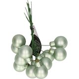 10x Mini glazen kerstballen kerststekers/instekertjes mintgroen 2 cm - Mintgroene kerststukjes kerstversieringen glas