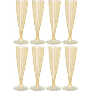 EH Prosecco/champagneglazen - 8x - geel - kunststof - 130 ml - herbruikbaar