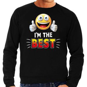 Funny emoticon sweater I am the best zwart voor heren - Fun / cadeau trui