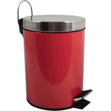 MSV Prullenbak/pedaalemmer - metaal - rood - 3 liter - 17 x 25 cm - Badkamer/toilet