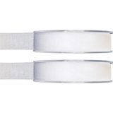 2x Hobby/decoratie witte organza sierlinten 1,5 cm/15 mm x 20 meter - Cadeaulint organzalint/ribbon - Striklint linten wit