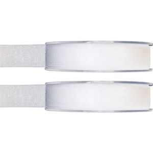 2x Hobby/decoratie witte organza sierlinten 1,5 cm/15 mm x 20 meter - Cadeaulint organzalint/ribbon - Striklint linten wit