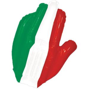 Opblaasbare supporters hand Italie 50 cm - opblaasfiguur Italiaanse vlag feestartikelen