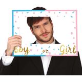 Gender reveal foto prop set met frame - 9-delig - jongen/meisje babyshower feest - photo booth