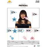 Gender reveal foto prop set met frame - 9-delig - jongen/meisje babyshower feest - photo booth