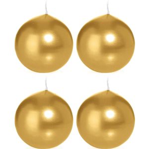 4x Gouden bolkaarsen 7 cm 16 branduren - Ronde geurloze kaarsen - Woondecoraties