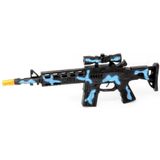 2x stuks kinder speelgoed verkleedwapen/machinegeweer soldaten/leger met licht en geluid 40 cm blauw - Nep geweren/wapens