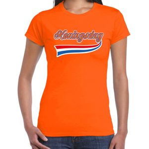 Bellatio Decorations Oranje Koningsdag t-shirt - dames - Nederland wimpel