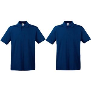 2-Pack maat XL donkerblauw/navy polo shirt premium van katoen voor heren - Katoen - 180 grams - Polo t-shirts - Polos