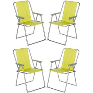 Atmosphera camping/strand stoel - 4x - aluminium - inklapbaar - groen - L52 x B55 x H75 cm - buitenstoelen