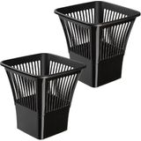 Plasticforte Afvalbak/vuilnisbak/kantoor prullenbak - 2x stuks - plastic - zwart - 30 cm