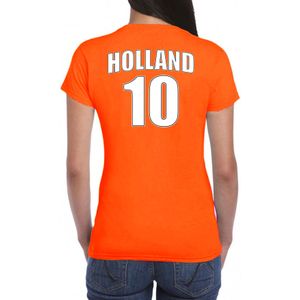 Oranje supporter t-shirt - rugnummer 10 - Holland / Nederland fan shirt / kleding voor dames