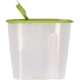 Voedselcontainer strooibus - groen en wit - 1,5 liter - kunststof - 19 x 9,5 x 17 cm