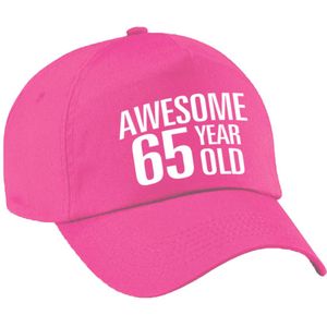 Awesome 65 year old verjaardag pet / cap roze voor dames en heren - baseball cap - verjaardags cadeau - petten / caps