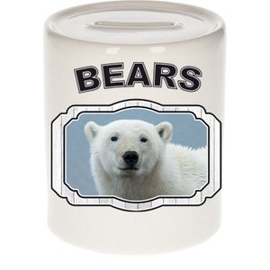 Dieren liefhebber witte ijsbeer spaarpot  9 cm jongens en meisjes - keramiek - Cadeau spaarpotten ijsberen liefhebber