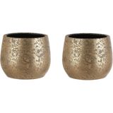 Set van 2x Stuks Keramiek Aardewerk Bloempotten van 20 X 25.5 cm In Het Flakes Goud