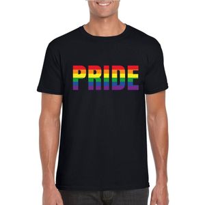 Pride regenboog tekst shirt zwart heren - LGBT/ Homo shirts
