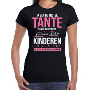 Trotse tante / kinderen cadeau t-shirt zwart voor dames -  Cadeau tante / bedank cadeau shirt