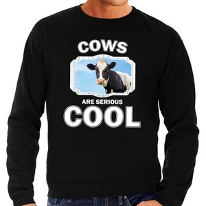Dieren koeien sweater zwart heren - cows are serious cool trui - cadeau sweater koe/ koeien liefhebber
