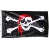Piraten feestje/verjaardag versiering set 2x vlaggenlijnen en een grote piratenvlag 90 x 150 cm