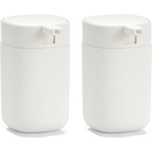 Zeller Zeeppompje/dispenser - set van 2x - kunststof - wit - 12 cm - modern