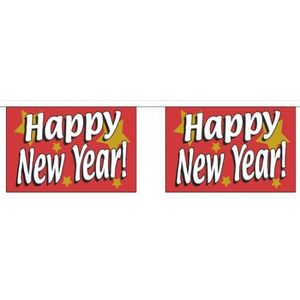 Luxe vlaggenlijn Happy New Year 9 meter - feestvlaggetjes / oud en nieuw