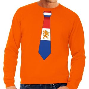 Oranje Holland stropdas sweater / trui heren - Oranje Koningsdag/ supporter kleding