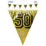 5x Gouden bruiloft 50 jaar vlaggenlijn 8 meter - Jubileum decoratie - Sarah/Abraham versiering