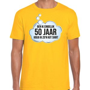 Bellatio Decorations verjaardag cadeau t-shirt heren - 50 jaar/Abraham - geel - kut shirt