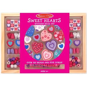 Houten speelgoed kralenset Sweet hearts - Zelf sieraden maken van houten kralen - DIY sieraden set voor meisjes