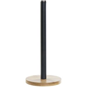 Keukenrolhouder bamboe zwart 15 x 34 cm - Keukenpapier/keukenrol houders van hout