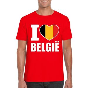 Rood I love Belgie supporter shirt heren