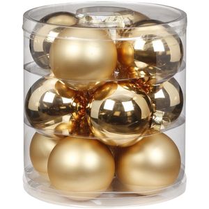 24x stuks glazen kerstballen goud 8 cm glans en mat - Kerstboomversiering/kerstversiering