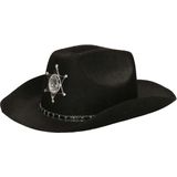 Atosa Carnaval verkleed Cowboy hoed Kentucky - zwart - volwassenen - Western Sheriff thema