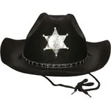 Atosa Carnaval verkleed Cowboy hoed Kentucky - zwart - volwassenen - Western Sheriff thema