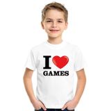 Wit I love games t-shirt kinderen