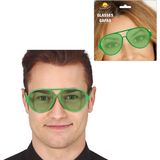 Guirca Carnaval/verkleed party bril Aviator - 2x - groen - volwassenen - verkleedkleding kostuum
