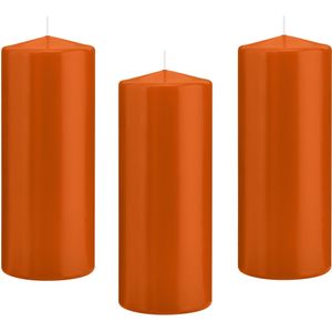 10x Oranje cilinderkaarsen/stompkaarsen 8 x 20 cm 119 branduren - Geurloze kaarsen oranje - Stompkaarsen