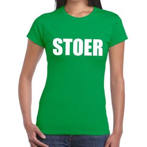 Stoer tekst t-shirt groen dames