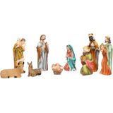 Kerststal figuren - 9-delig - polystone - ca. 13 cm - kerstbeeldjes